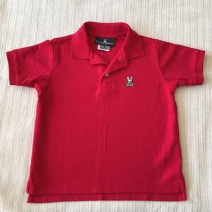 Kids Psycho Bunny Red Cotton Pique Polo Shirt with Bunny Skull Logo